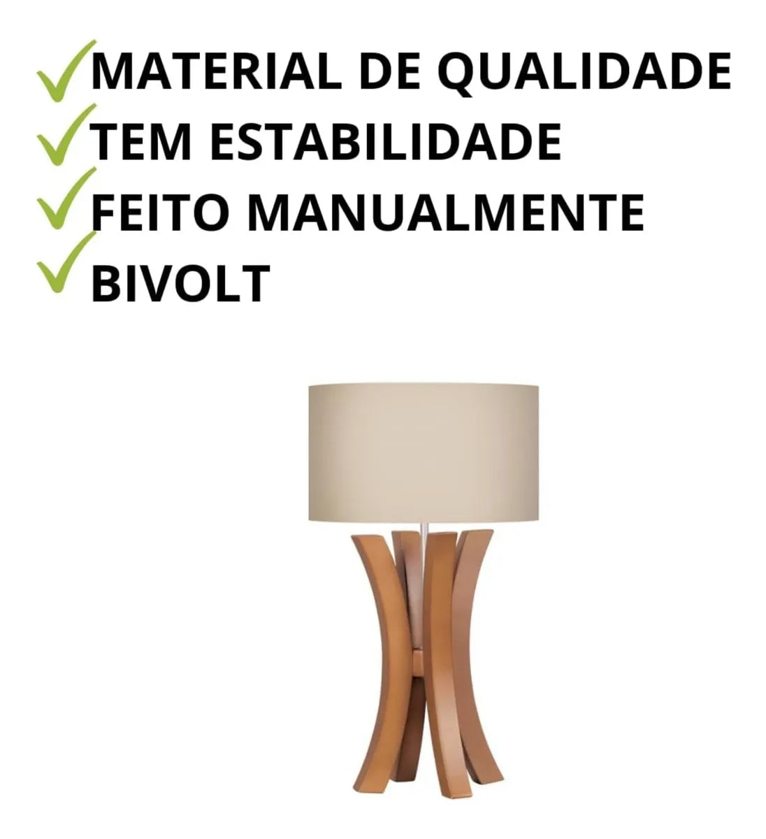 Abajur Luminária Madeira Imbuia Cúpula Bege 54x35 Marrom Imbuia 127/220v