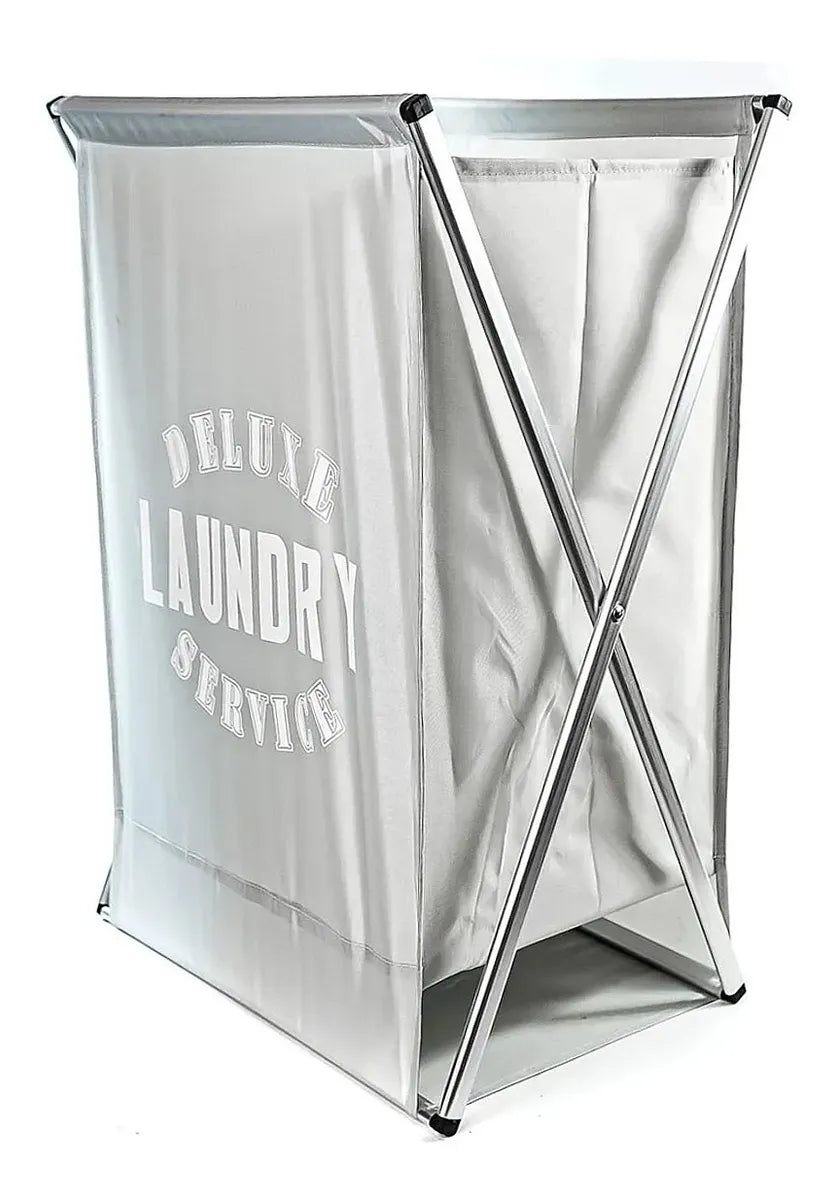 Cesto de Roupas Dobrável Deluxe Cinza 63x38 cm – Organizador para Lavanderia, Banheiro e Closet