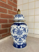 Vaso Decorativo Porcelana Azul E Branco Luxo Clássico 40x19