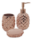 Kit Banheiro Lavabo 3 Peças Porta Sabonete Liquído Rose Rosa