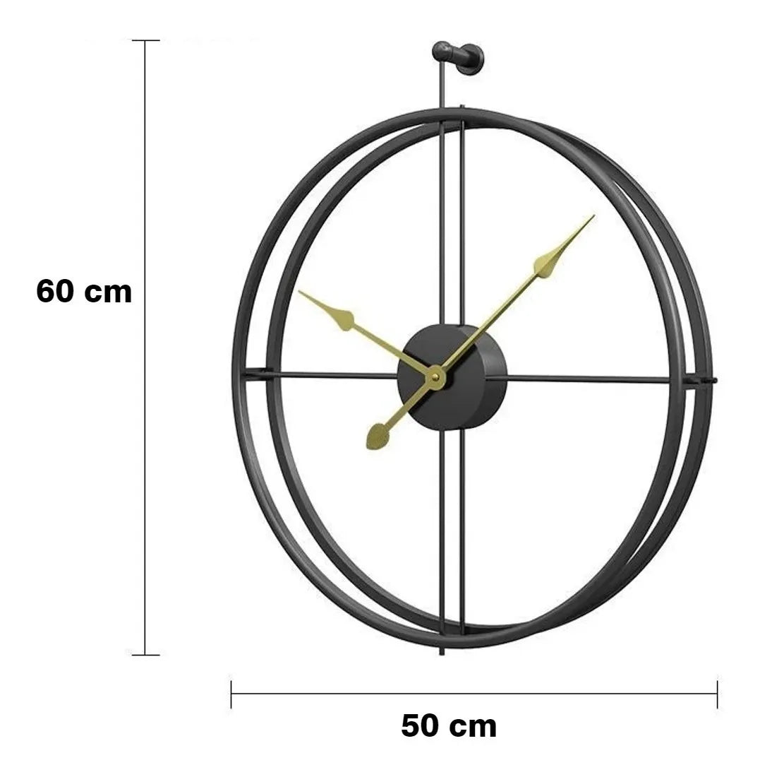 Relógio de Parede 3D Preto em Metal – Design Europeu 50cm (Vazado)