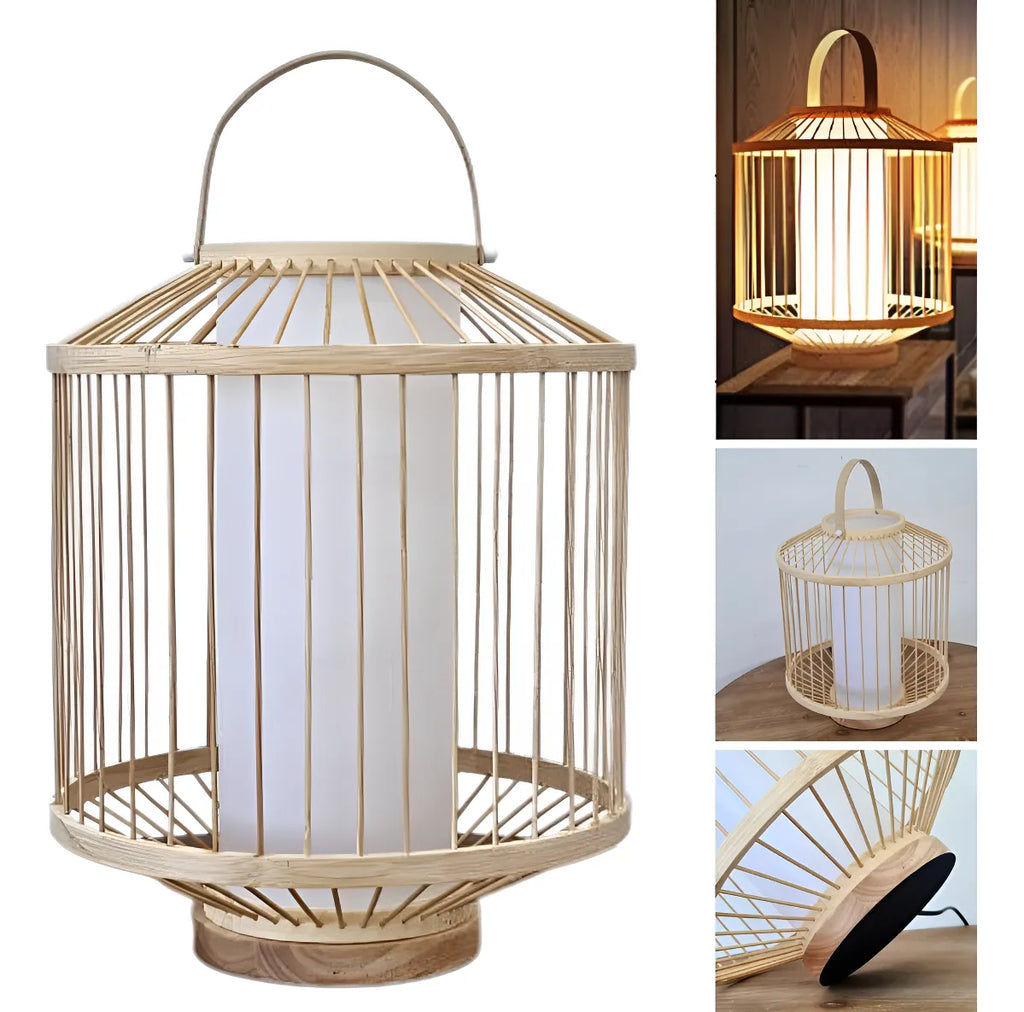 Abajur Luminária Tecelagem Bambu Rattan 48x40 Palha