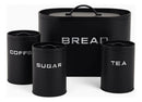 Kit 4 Potes Para Alimentos Latas Armazenamento Metal Luxo Preto