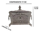 Açucareiro Indiano em Metal Prateado com Acabamento Fino 17x15