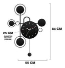 Relógio de Parede 3D Contemporâneo Nórdico Metal Preto 84x55 – Vazado
