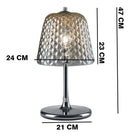 Abajur Luminária Quarto Sala Vidro e Metal Requinte 47x24 Prateado Fumê 127/220V