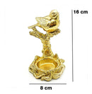 Escultura Decorativa Pássaro Dourado com Castiçal em Poliresina – 16x8 cm