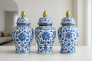 Vaso Decorativo em Porcelana Azul Imperial com Tampa 40x19cm