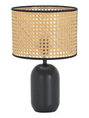 Abajur Luminária Preto Rattan Bambu Luxuoso 43x25 Preto/Bege