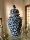 Vaso Decorativo Porcelana Azul E Branco Luxo Clássico 40x19