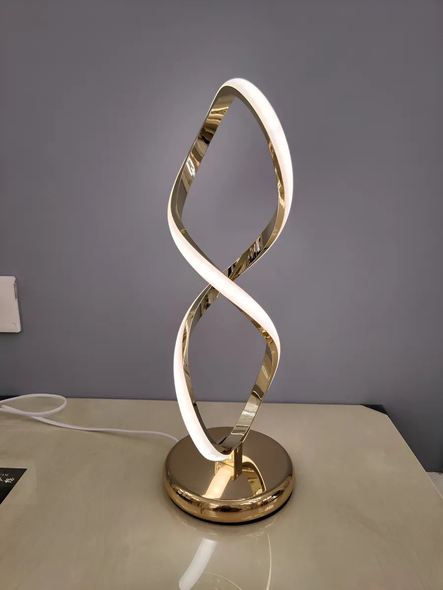 Abajur Moderno Design Curvo Metal Dourado Led 43x15 Dourado Branco 127/220v