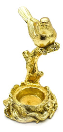 Escultura Decorativa Pássaro Castiçal Dourado – 16 x 8 cm