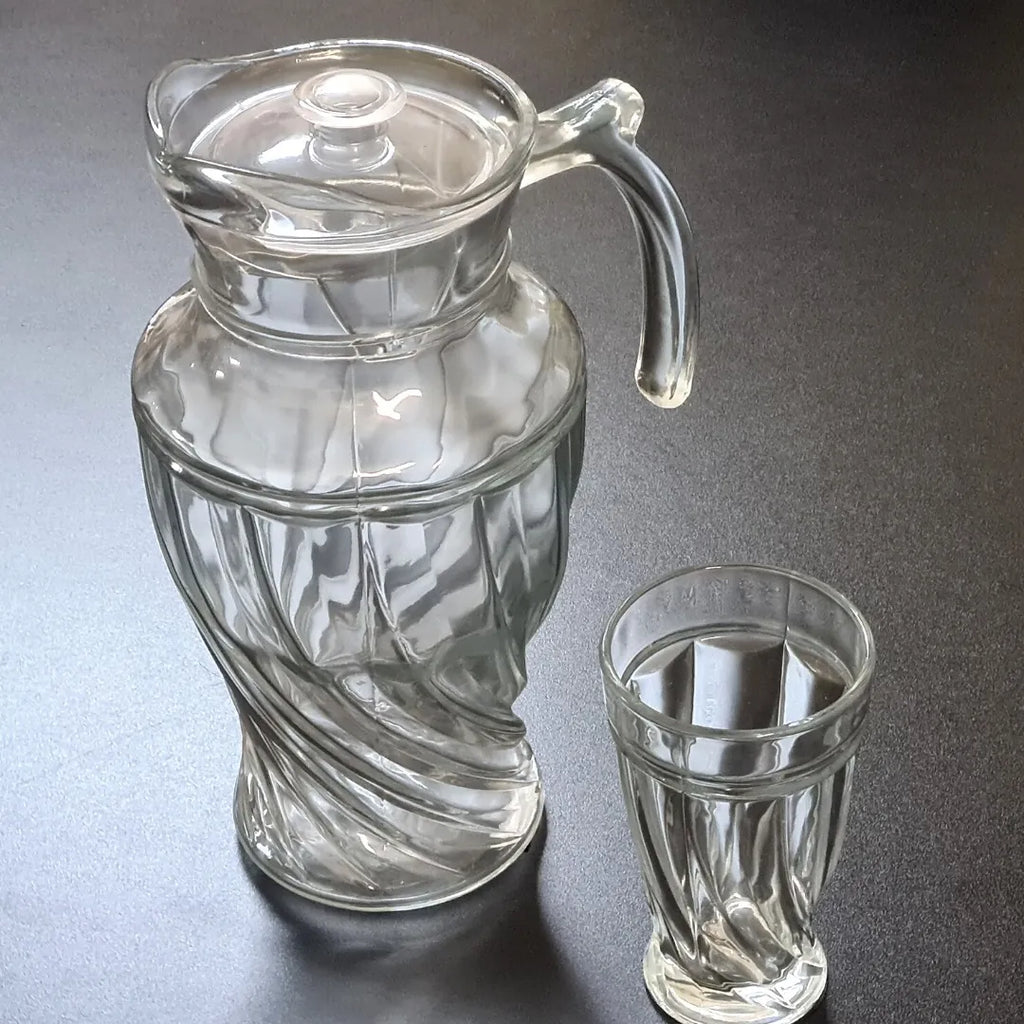Jarra de Vidro com 6 Copos e Tampa – 1800ml