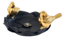 Escultura Decorativa Dourada Pássaros no Comedouro – 17 x 5 cm