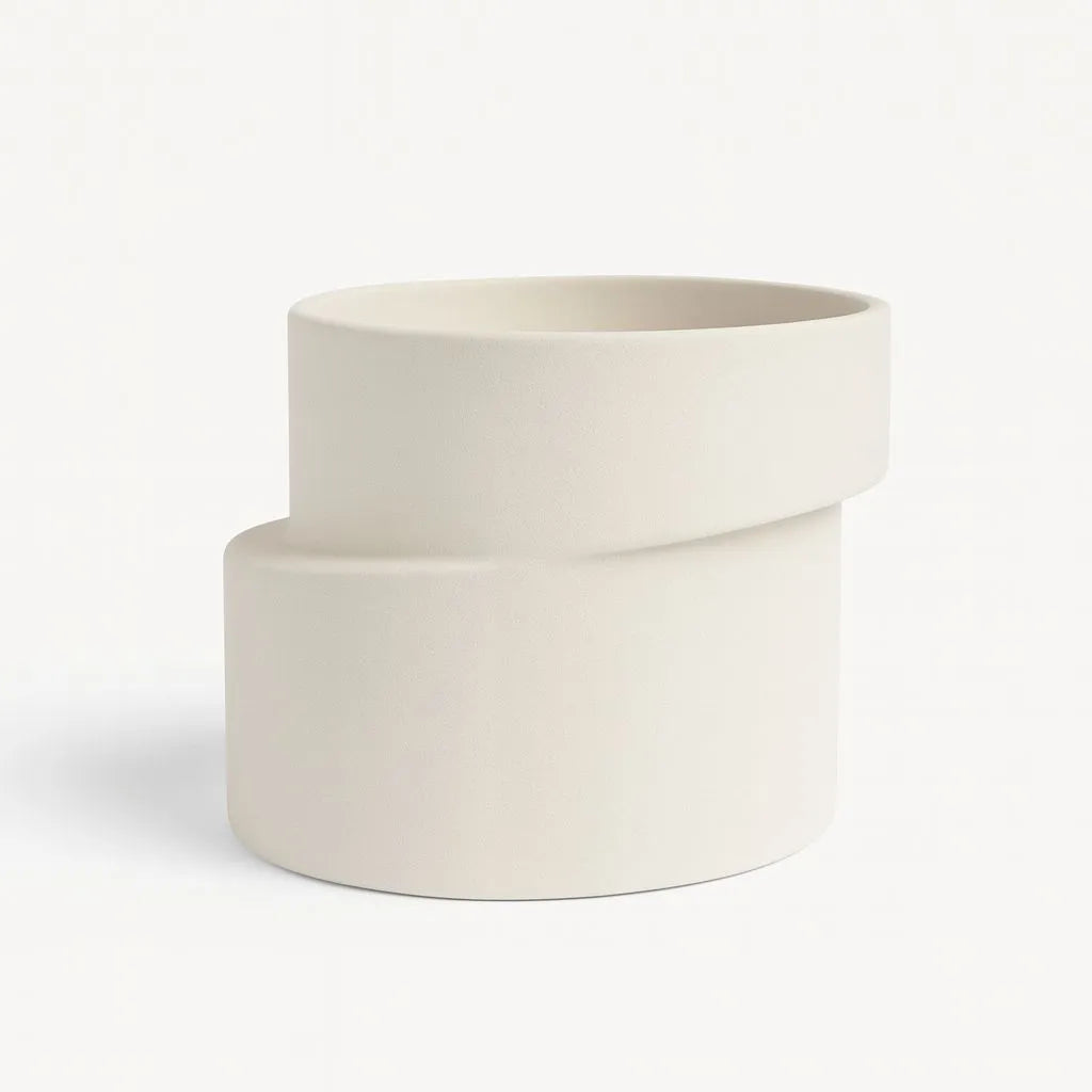 Vaso Decorativo Cerâmica Creme Floral Elegante – Médio