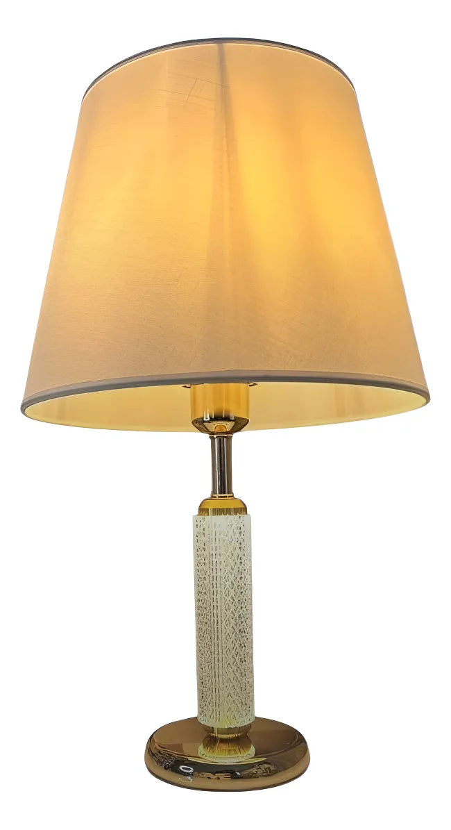 Abajur Luminária Quarto Sala Vidro Metal Requinte 50x30 Dourado Branco 127/220v