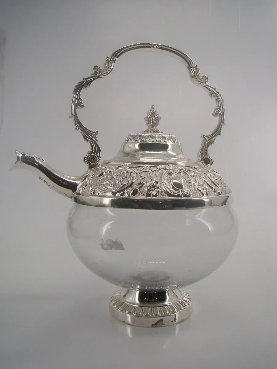 Chaleira de Vidro e Metal Super Luxo 30x23cm – Cinza