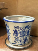Vaso Cachepot Decorativo em Cerâmica Azul e Branco – Modelo Elegance