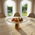 Boleira Centro de Mesa Vidro Borda Dourada 22cm Elegante