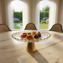 Boleira Centro de Mesa Vidro Borda Dourada 22cm Elegante