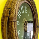 Relógio de Parede Vintage Premium com Alça em Couro 65cm – Metal Preto & Marrom Escuro