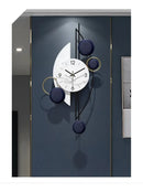 Relógio de Parede 3D Metal Solar – Design Europeu Luxuoso 79cm Azul-Marinho (Vazado | Silencioso)