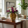 Vaso Potiche Dourado Porcelana Decorativo Para Flores 28x22 Dourado