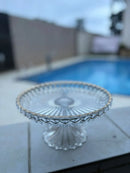 Boleira Centro de Mesa Vidro Borda Dourada 22cm Elegante