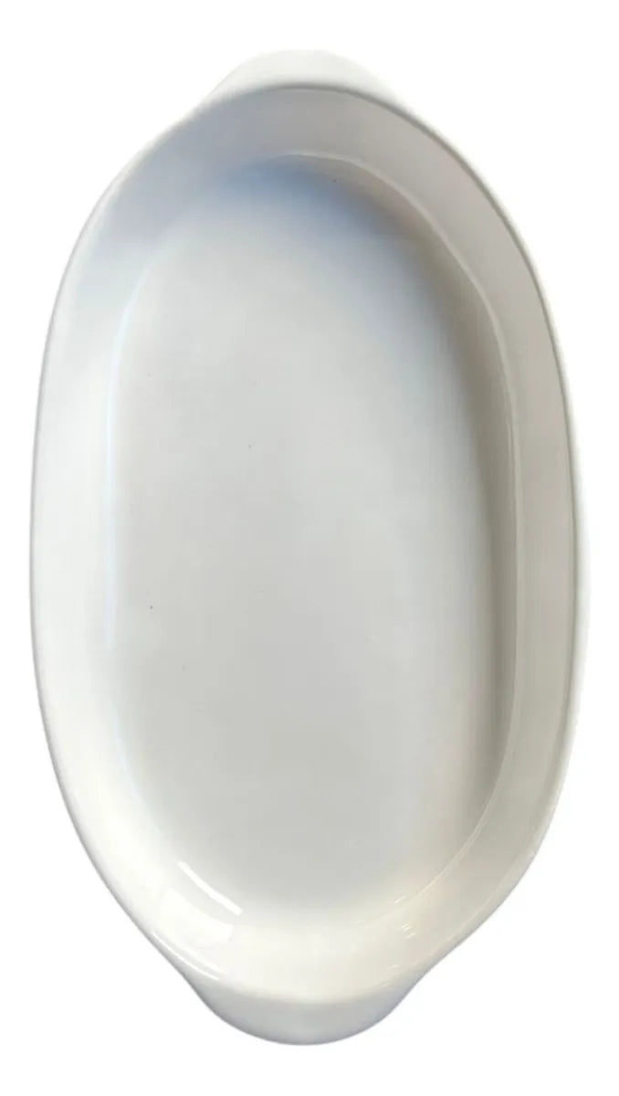 Travessa Branca Oval Professional em Cerâmica com Alça 30x17cm