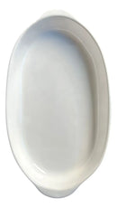 Travessa Branca Oval Professional em Cerâmica com Alça 30x17cm