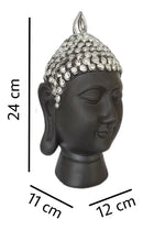 Buda Decorativo em Resina Preto com Prata – 24 x 12 cm