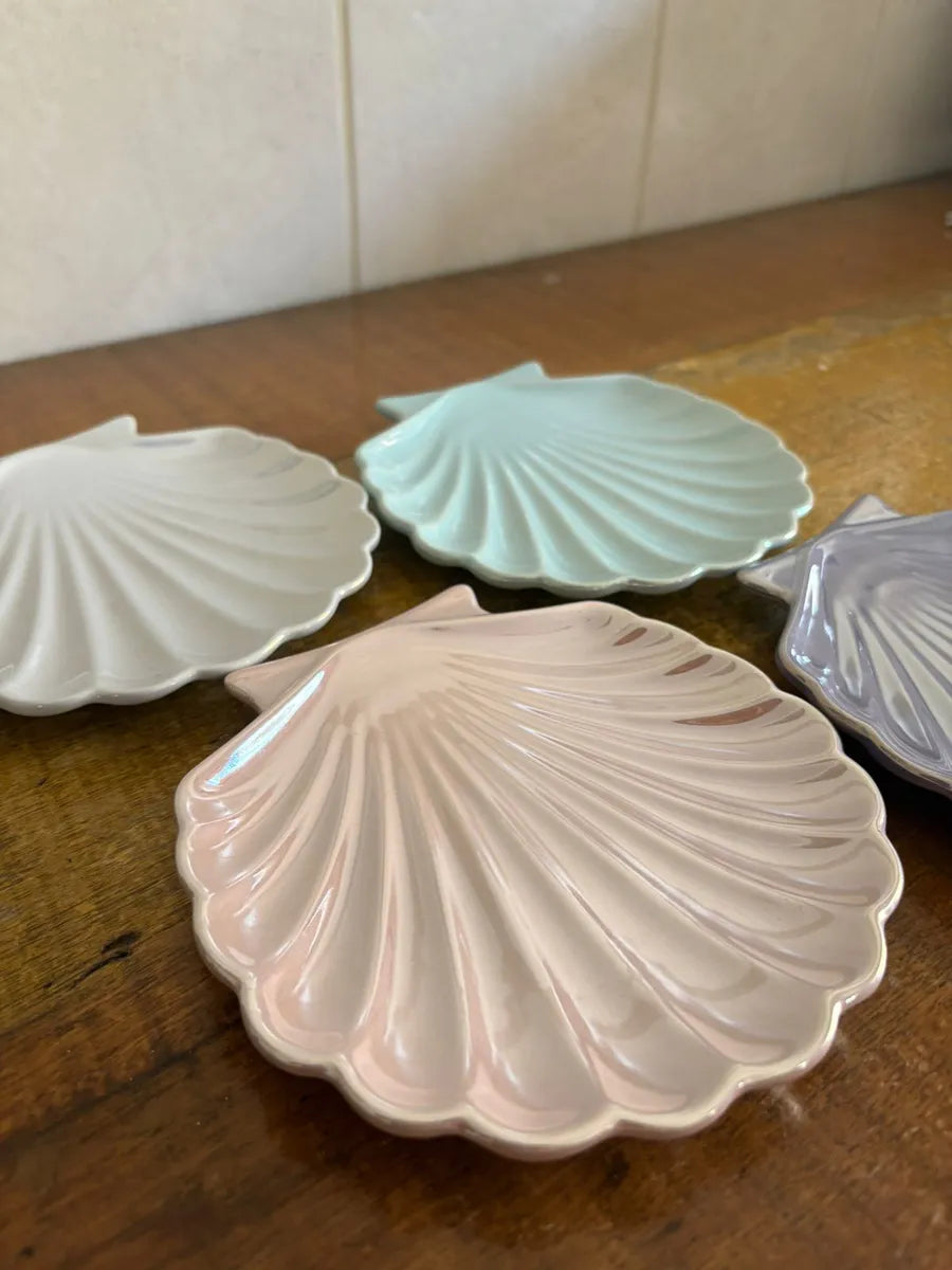 Bandeja Decorativa Porta-Joias em Porcelana Concha Azul Turquesa – Luxo para Lavabo