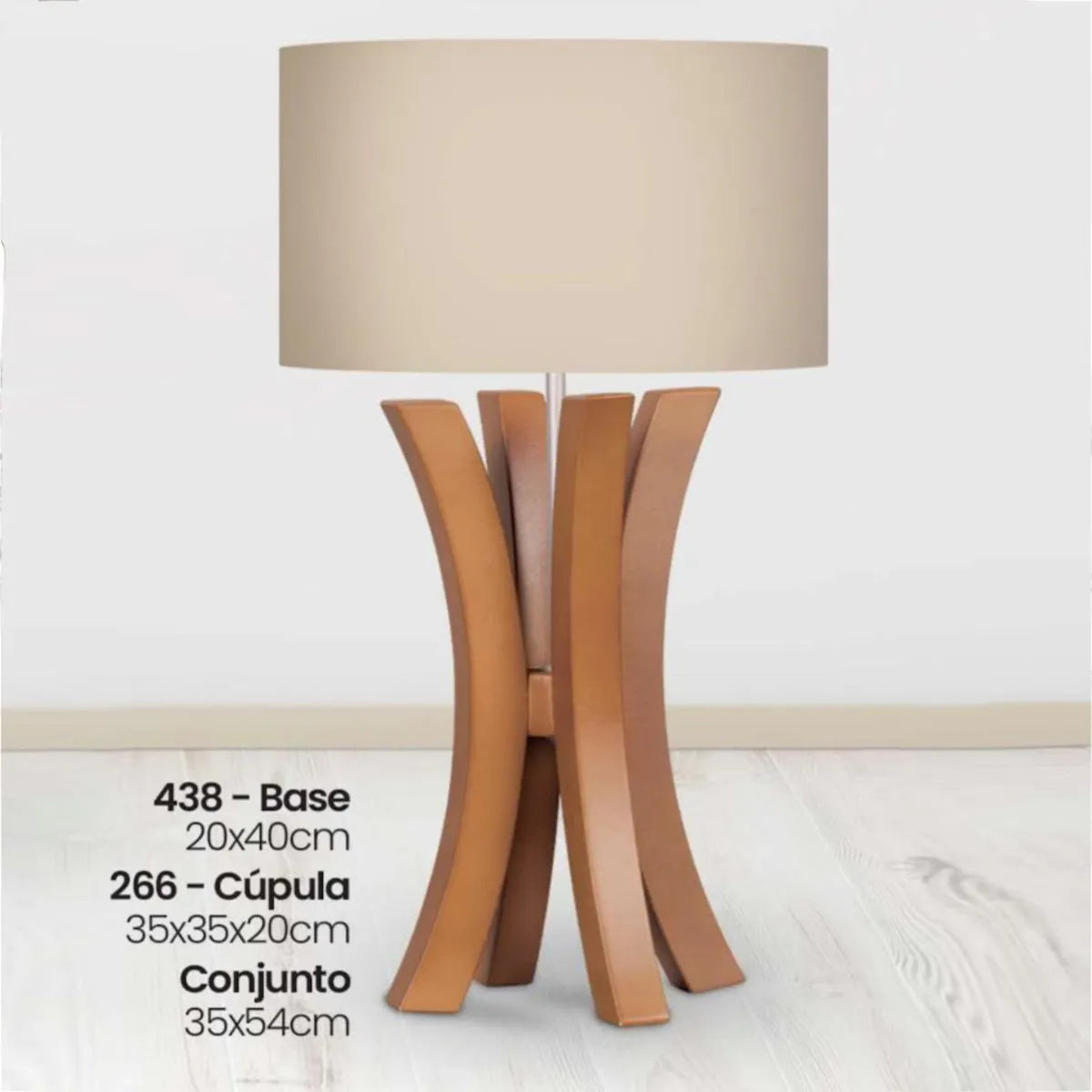 Abajur Luminária Madeira Imbuia Cúpula Bege 54x35 Marrom Imbuia 127/220v