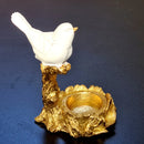 Escultura Decorativa Pássaro Branco com Estrutura Dourada 15x10 cm