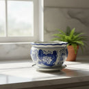 Vaso Cachepot Decorativo em Cerâmica Azul e Branco – Modelo Imperial