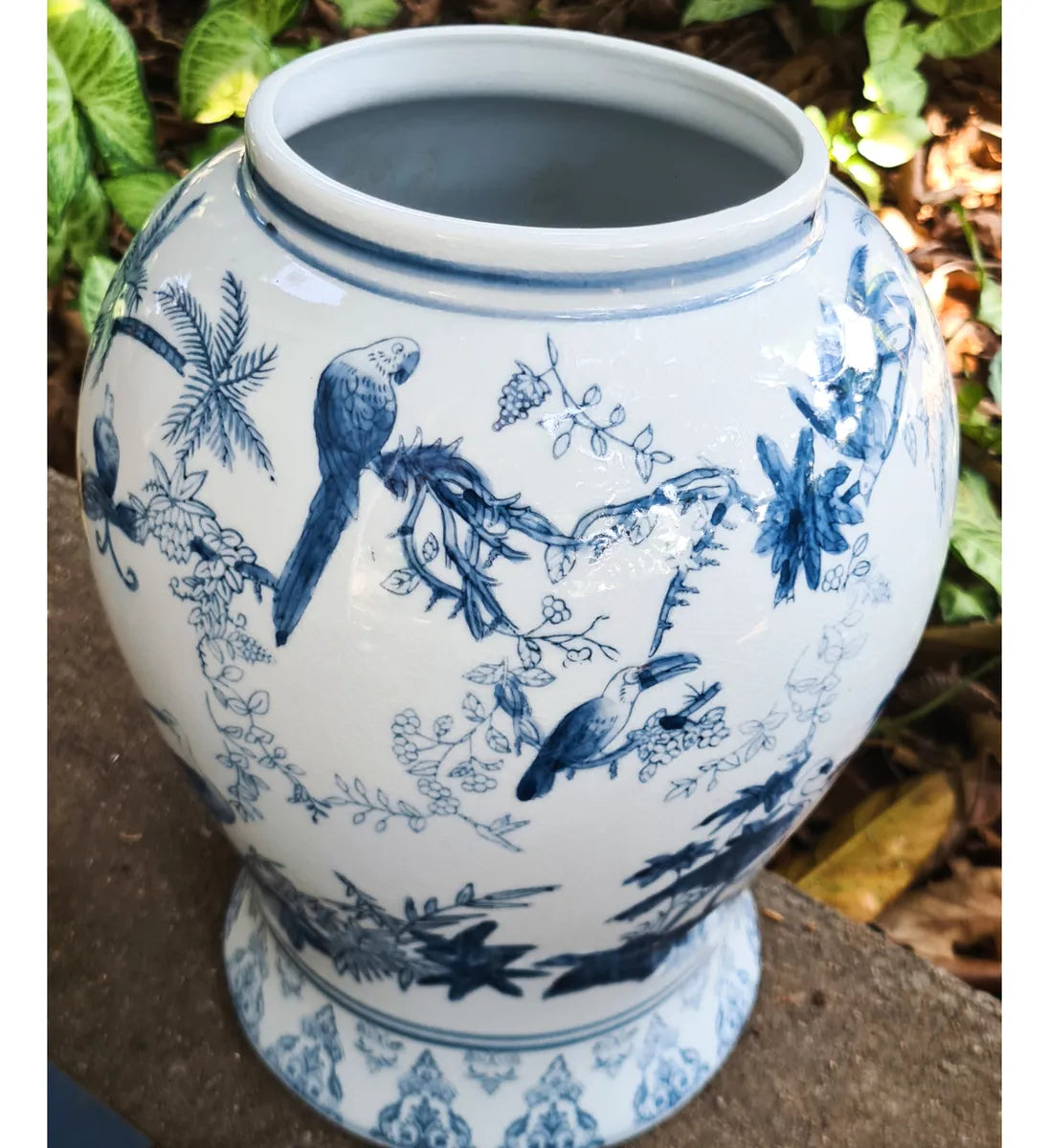 Vaso Decorativo Porcelana Classic Blue White Importado 49x25 Azul E Branco Clássico
