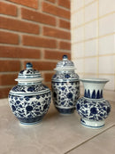 Vaso Decorativo De Porcelana Azul E Branco Luxo 20x14