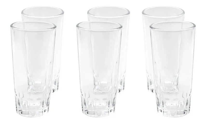 Jogo com 6 Copos de Vidro para Água/Suco 350 ml – Transparente (14 x 7 cm)