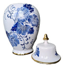 Vaso Decorativo de Porcelana Azul e Branco com Dourado – 33x18
