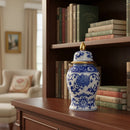 Vaso Decorativo em Porcelana Azul Imperial com Tampa 40x19cm