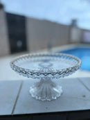 Boleira Centro de Mesa Vidro Borda Dourada 22cm Elegante