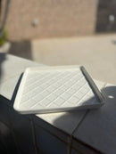 Bandeja Quadrada de Porcelana Branca 20x20cm Estilo Waffle Elegante