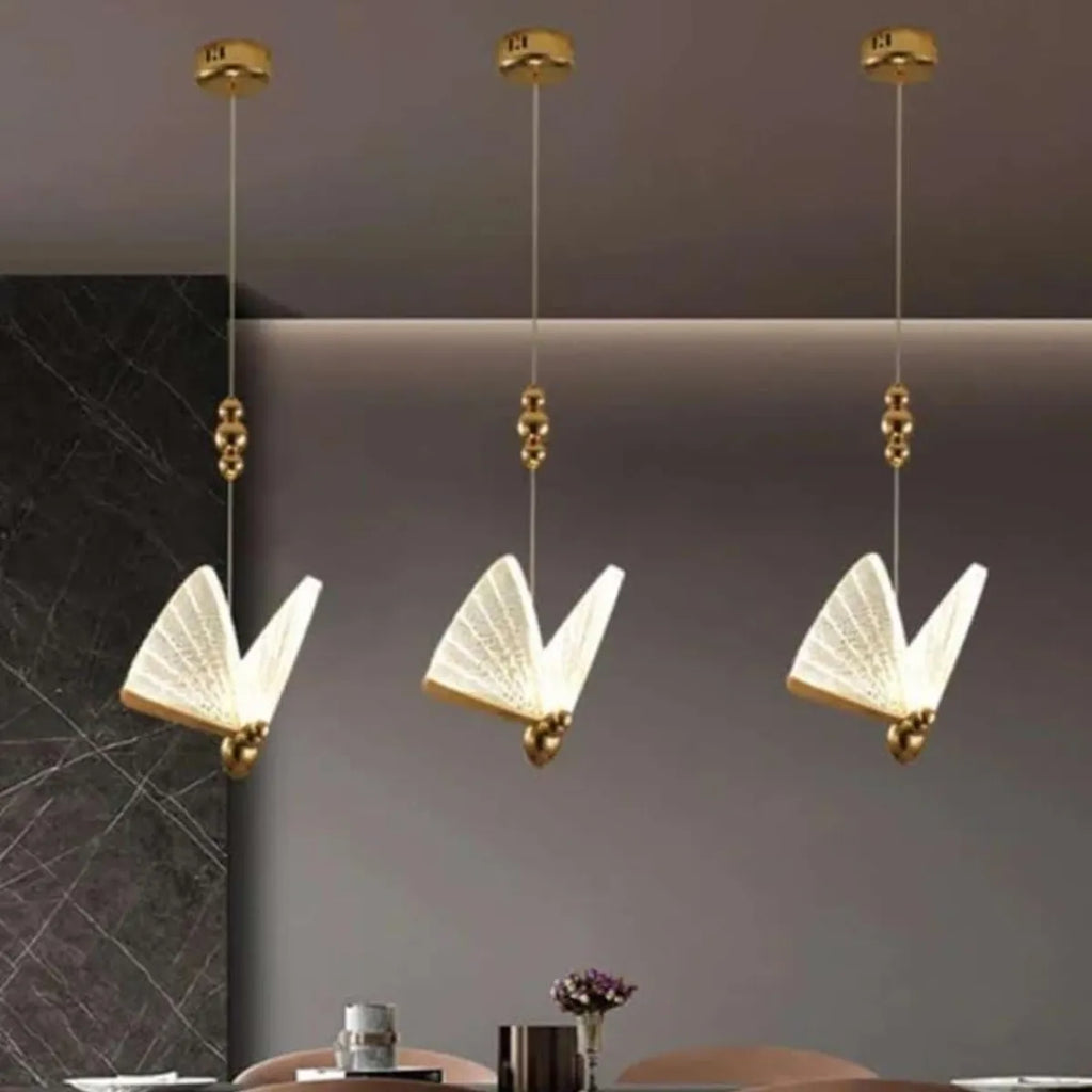 Luminária Pendente Borboleta Cristal Libélula Dourada 24cm 127/220v Dourado