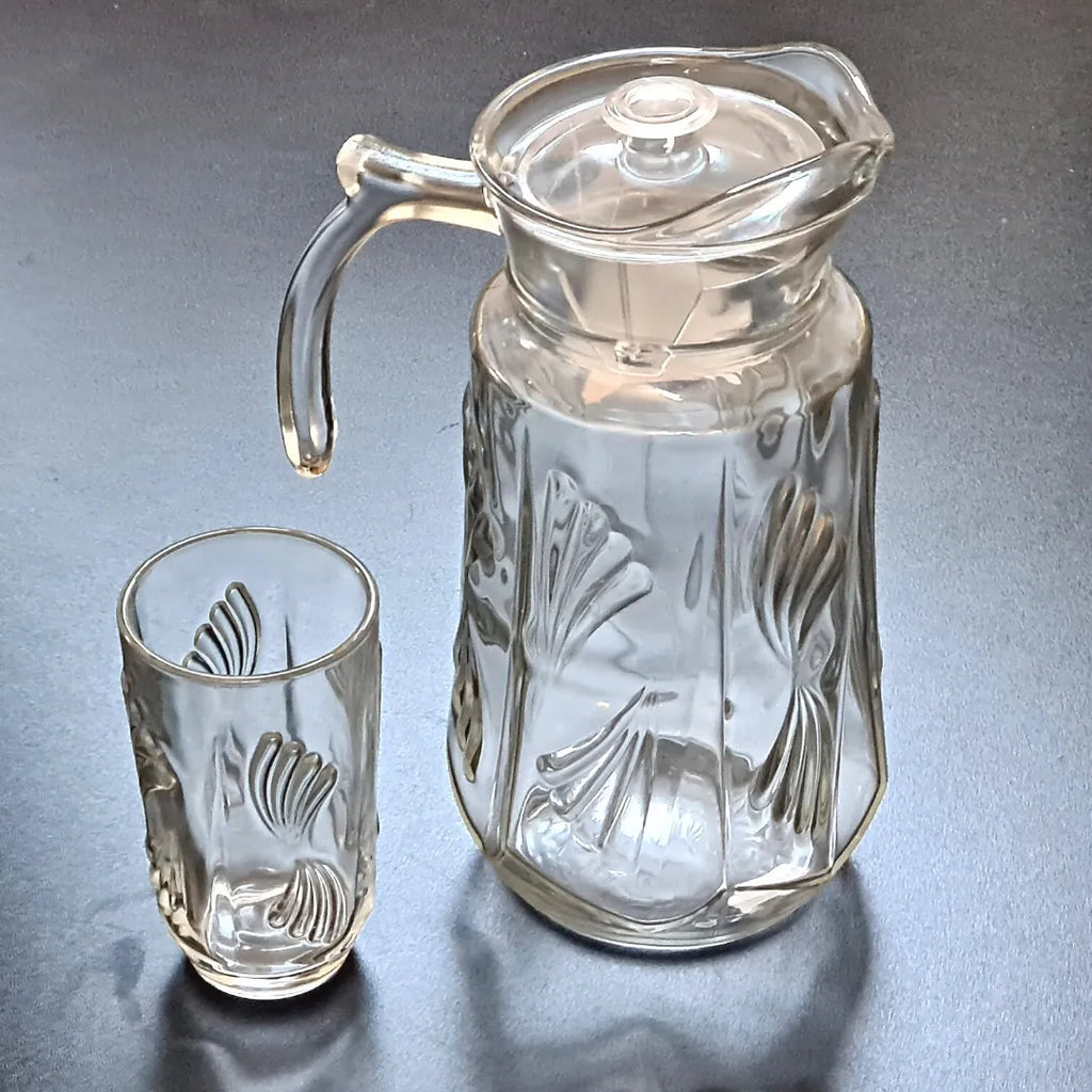 Jarra de Vidro com 6 Copos e Tampa – Suco e Água 1800ml