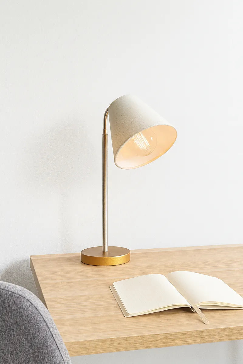 Luminária de Mesa Abajur Madeira e Metal 32x12cm