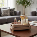 Kit 2 Bandejas Decorativas em Couro Sintético Marrom Claro Luxo Organizador Multiuso