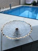 Boleira Centro de Mesa Vidro Borda Dourada 22cm Elegante