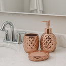 Kit Banheiro Lavabo 3 Peças Porta Sabonete Liquído Rose Rosa