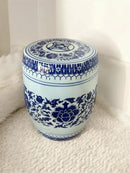 Puff Cerâmico Seat Garden Oriental Azul e Branco – Banqueta Decorativa