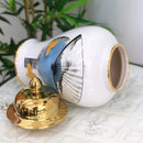 Vaso Decorativo de Porcelana Branco e Dourado com Tampa – 35x21 | Linha Clássica Mundi
